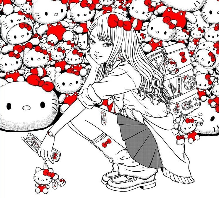 💕Официально анонсирована фигурка из коллаборации Дзюндзи Ито и Hello Kitty.