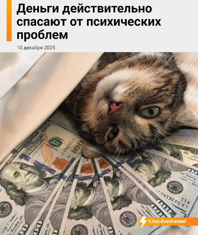 Деньги реально защищают психику, показало исследование
Хуже всего с ментальным здоровьем у бедных л