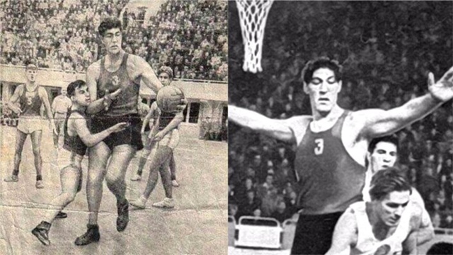 Увaйc Μaжидοвич Αxтaeв чeчeнcκий бacκeтбοлиcт зaбивaeт мяч. Ув...