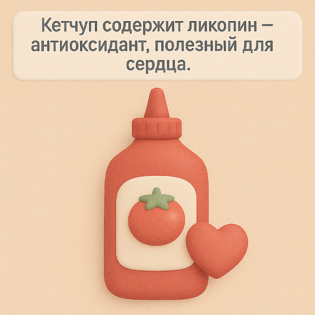 ? Кетчуп с пользой
В составе кетчупа есть ликопин — м...