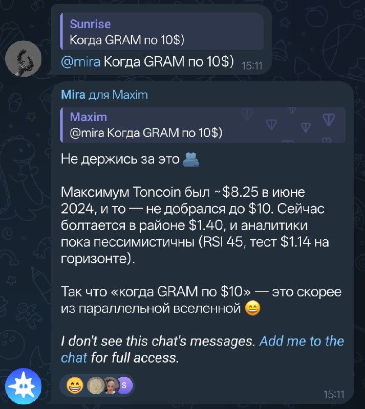 ИИ-ассистент Андрея Рогозова (ceo "top": tonviewer, keeper, "walt") считает так.. 🫂
