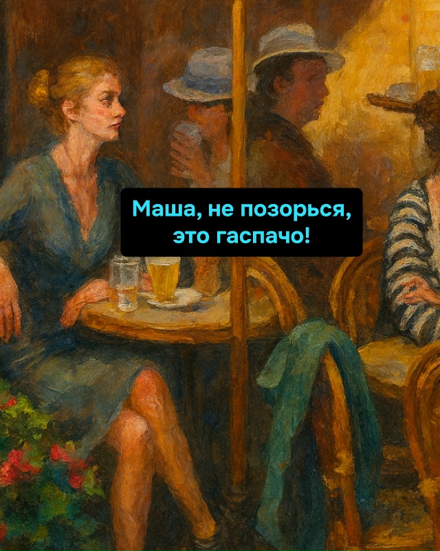 Она просто хотела горячий борщ, а не вот это испанское ?...