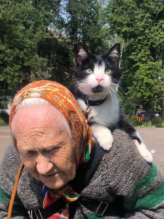 Бабушка Тома и кошечка Алтынка.
Бабушке уже 90. Дай Бог...