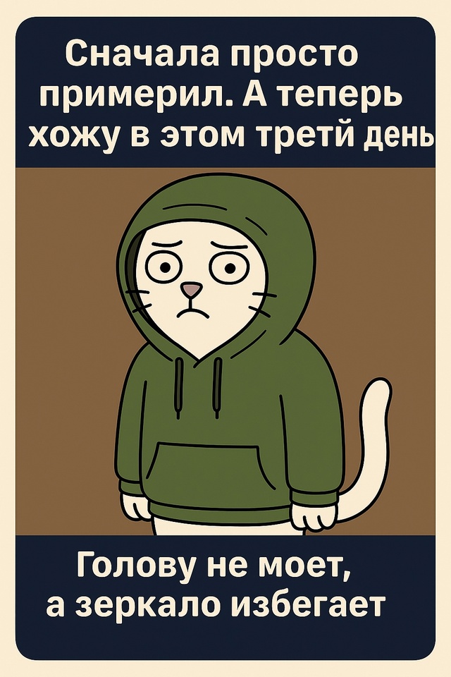 Натянул капюшон 