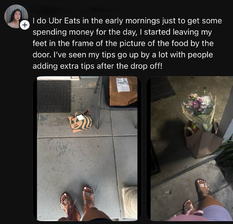 👀 Боже правый: курьер из Uber заметила странную фишку — когда в кадр с доставленным заказом случайно