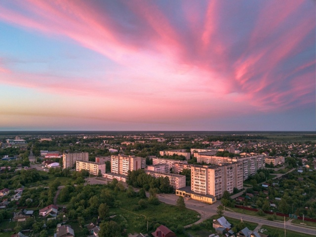 Невероятно красивые закаты в Родниках с высоты птичье?...