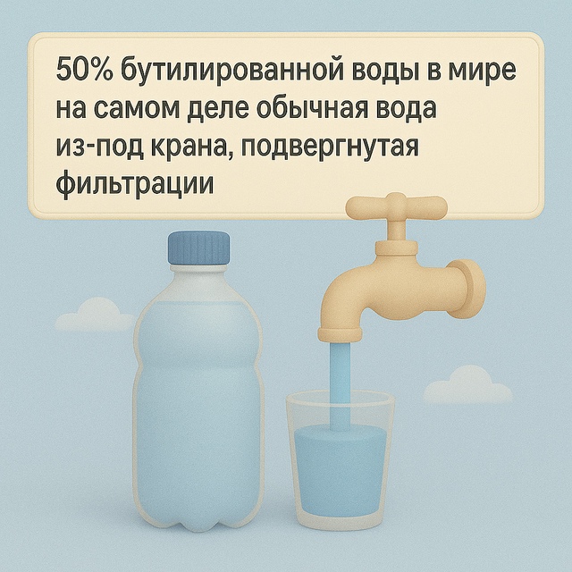 🚰 Примерно 50% бутилированной воды в мире —
это просто ...