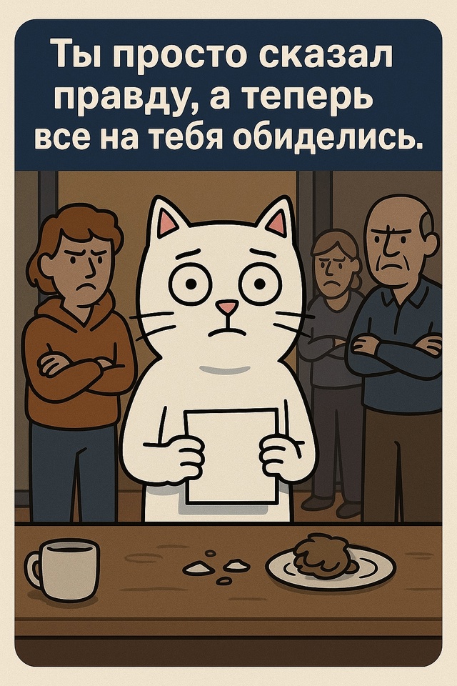 Будто все поняли правду, но признать её никто не хочет.