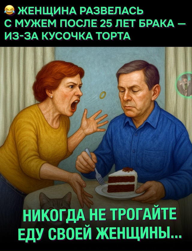 😅 25 лет брака закончились из-за кусочка торта — муж съ...