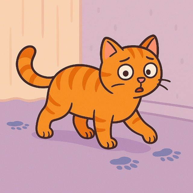 У кошек на лапах есть специальные потовые железы. Когд?...