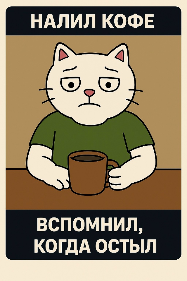 Хотел начать день с бодрящей кружки, но отвлёкся на дел...