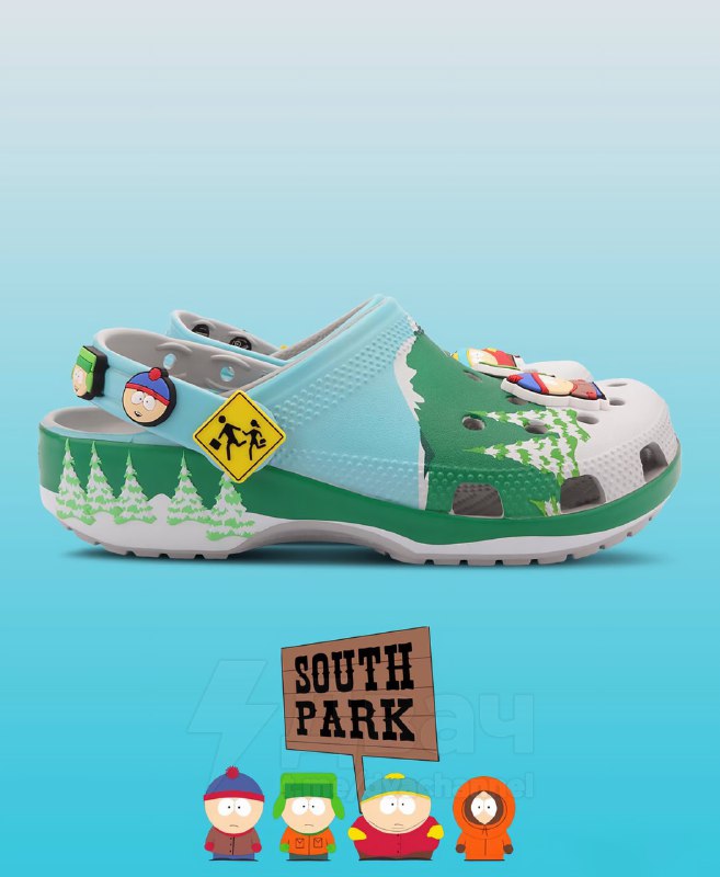 Модники, внимание: Crocs заколлабился с… «Южным Парком».
В линейке будут модели с лицами Картмана,