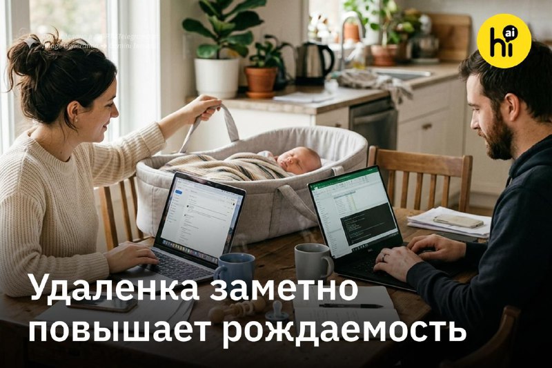 💡 Удаленка увеличивает рождаемость лучше субсидий на детсады
У пар, где оба партнера работают из до
