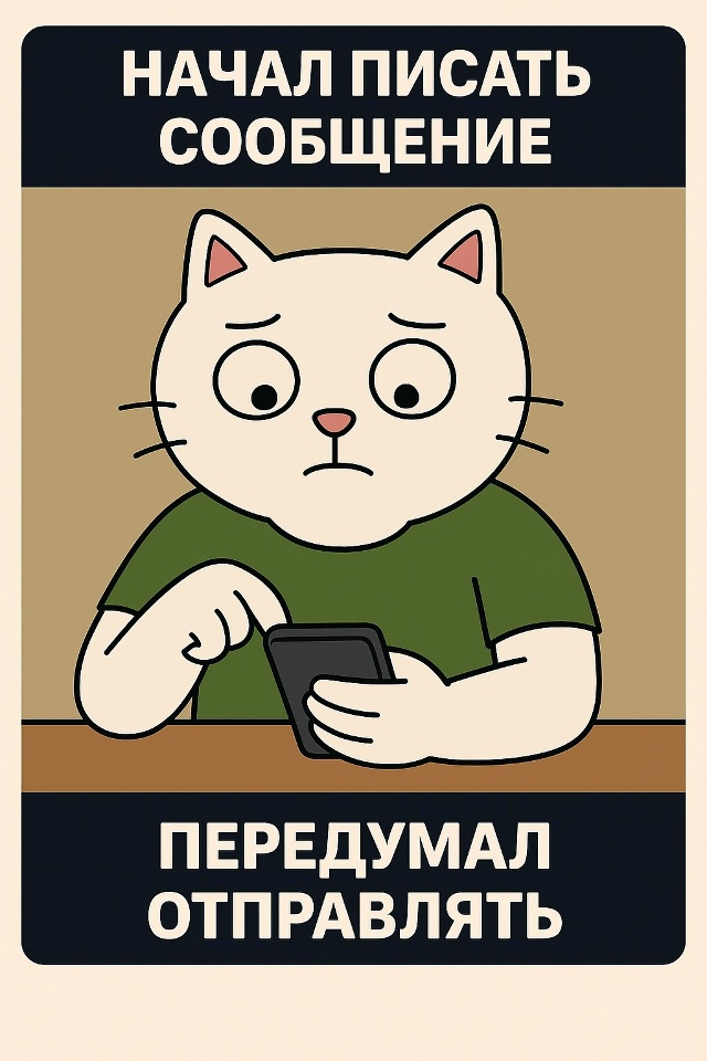 Открываешь чат, набираешь длинный текст, обдумываешь к...