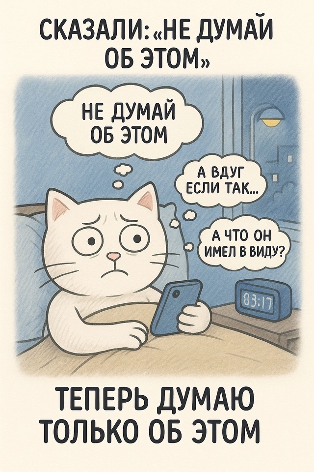 Когда кто-то сказал “не думай об этом” — и теперь дума...