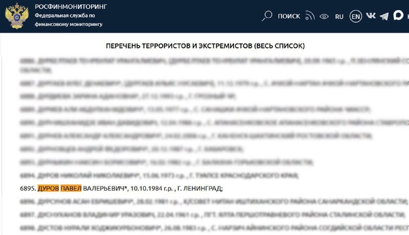 ⭐️ Телеграм душат со всех сторон
Новости последнего времени:
— Павел Дуров внесён в перечень терро