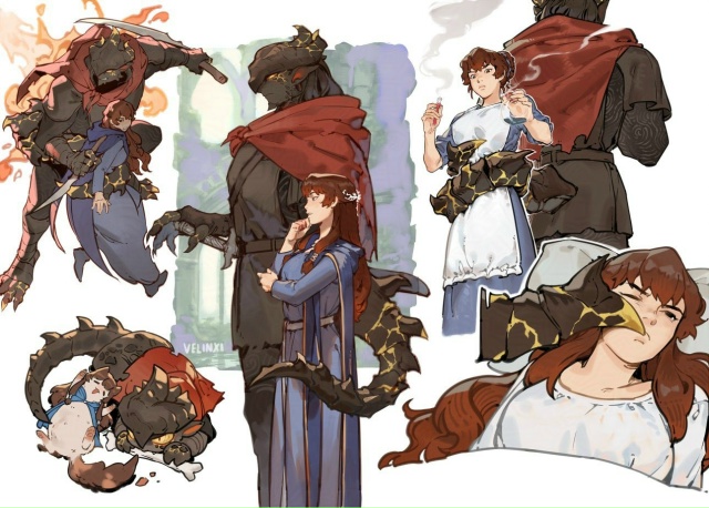 #Art_пары
Леди и Дракон от Velinxi