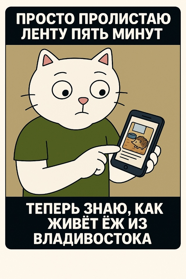 Начинаешь безобидно — один мем, одно видео, один комме?...