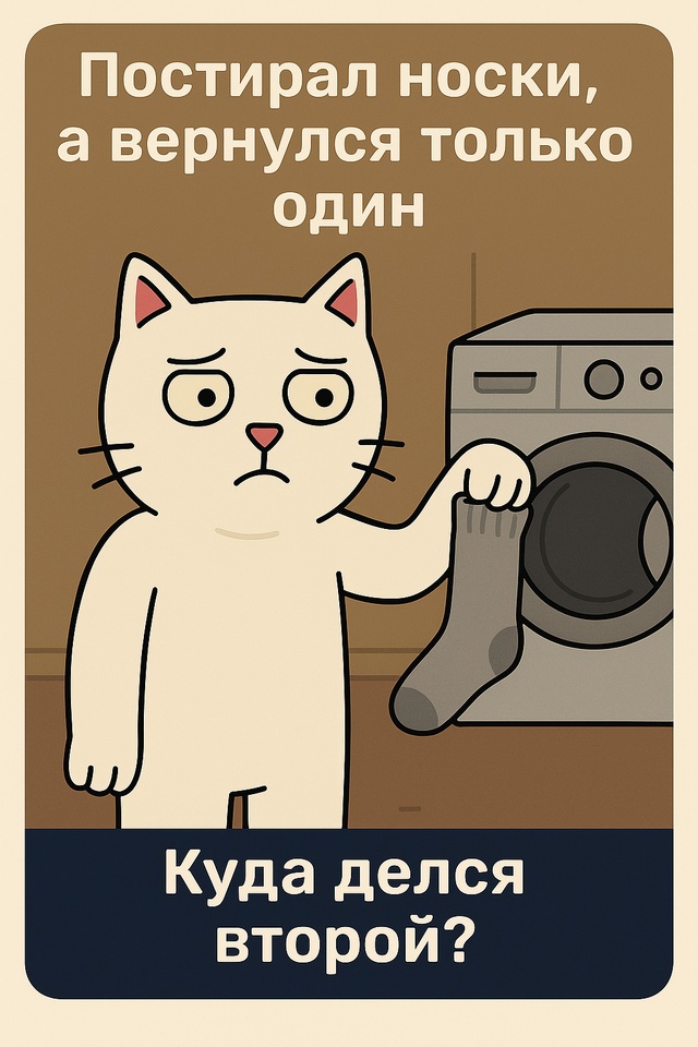 Ты загрузил пару. Именно пару.
Но после стирки остался ?...