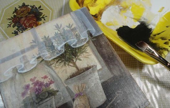 Декупаж и декор коробочки. Как нарисовать вуаль