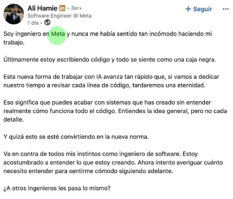 Разработчики перестают понимать код из-за нейросетей.
Старший инженер Meta пожаловался, что ИИ ген