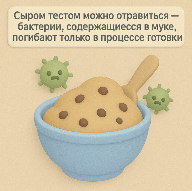 ? Осторожно с сырым тестом
Сырые кусочки теста кажут?...