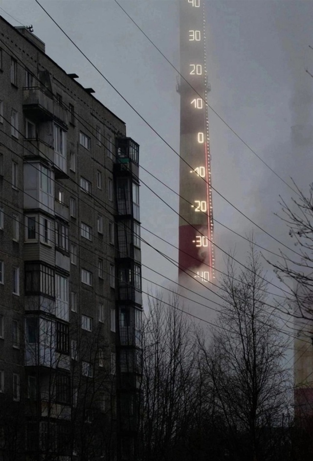 В Мурманске из 150-метровой трубы ТЭЦ сделали градусник....