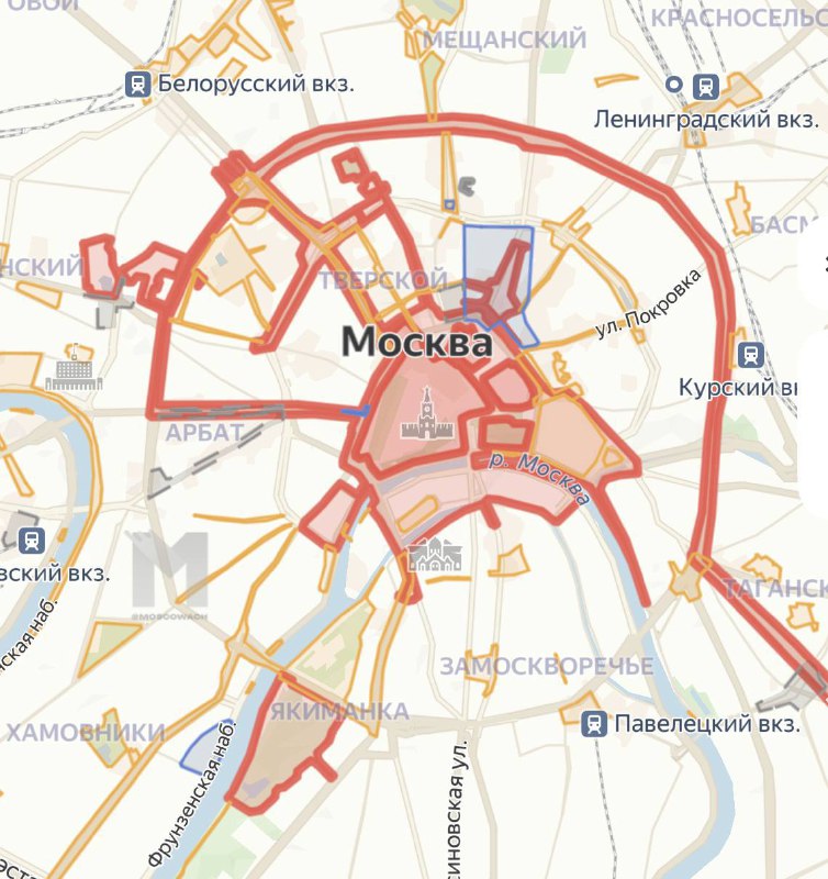 🛴 Сервисы кикшеринга ввели «красные зоны» в центре Москвы для электросамокатов из-за репетиции парад