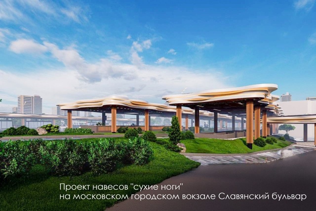 ☂️На Славянском бульваре устанавливают навесы для ко...