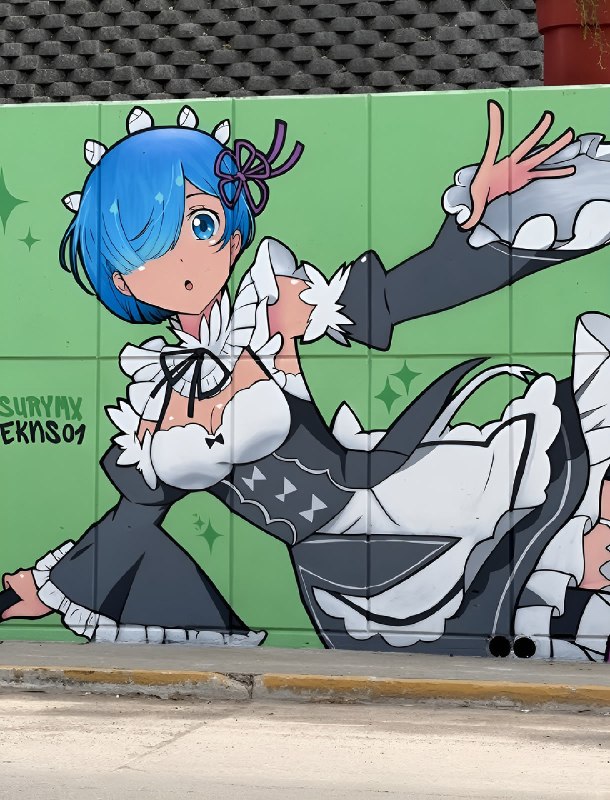 🎨 Близняшки Рем и Рам из Re:Zero появились прямо под городским мостом в Мексике!
Уличные художники