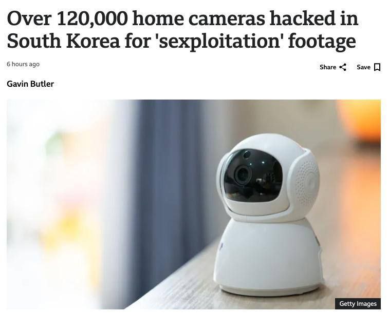 🤔 Хакеры взломали 120 тысяч камер и продавали слитый контент 18+
Так южнокорейские умники заработал