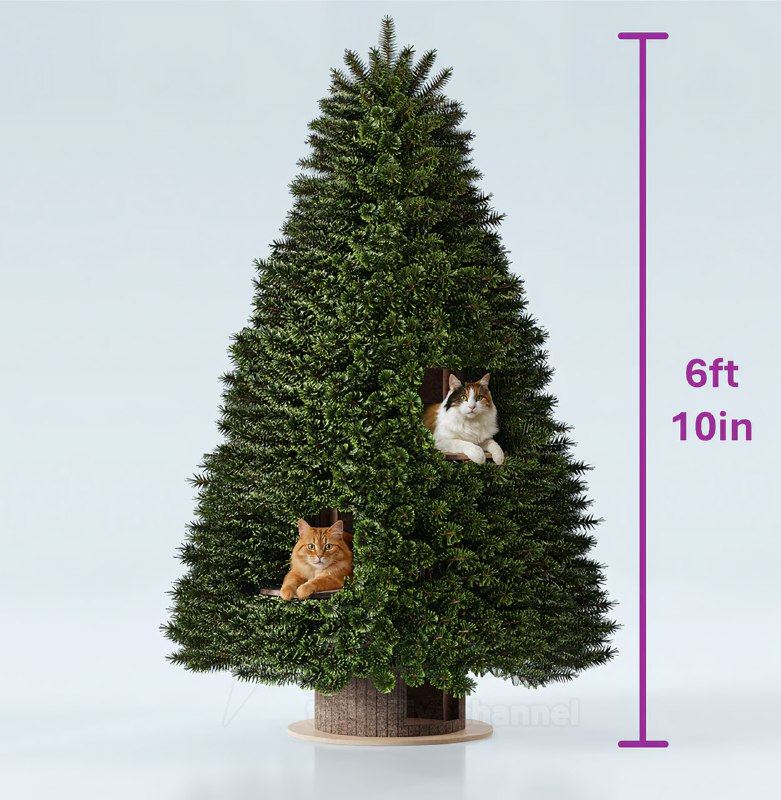 Компания Meowpy сделала ёлку для котов
Это по сути домик для кошек, куда вставляют ветки: теперь не