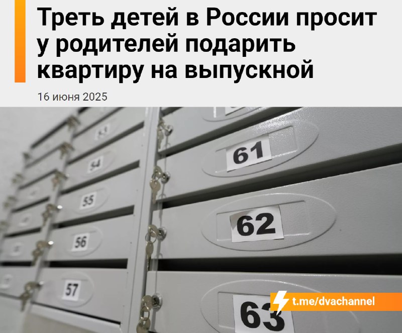 37% российских школьников просят у родителей квартиру в подарок на выпускной, показал опрос
Вот что