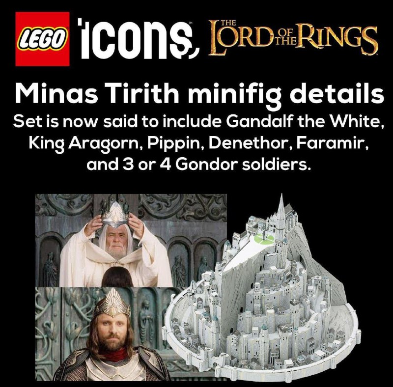 LEGO выпустит самый большой набор по «Властелину колец».
Компания готовит конструктор Минас Тирит