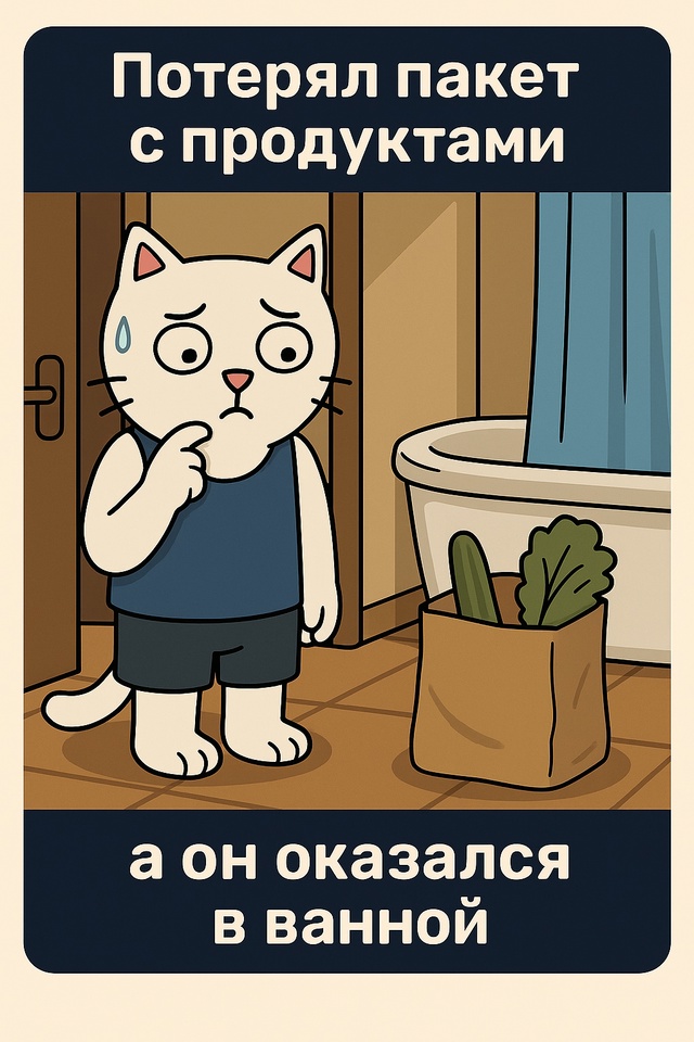 Ты пришёл домой с магазина. Поставил пакет… вроде бы н?...