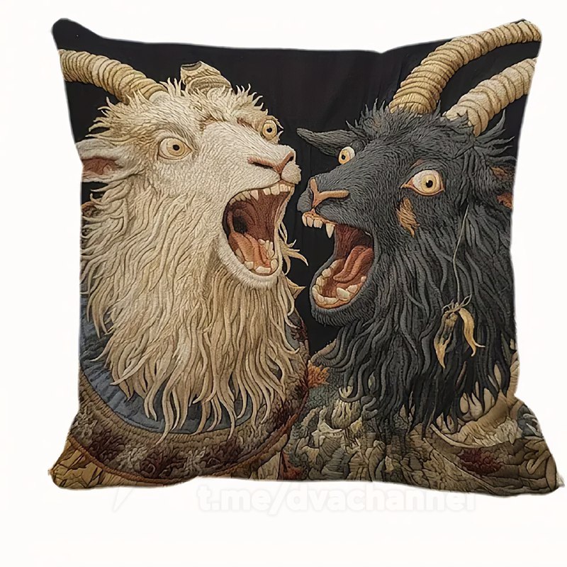 На маркетплейсах нашли криповые подушки с орущими козлами — с ними любой интерьер заиграет красками
