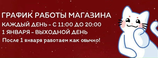 Каждый день мы работаем, с 11:00 до 20:00.
1 января - выходной...