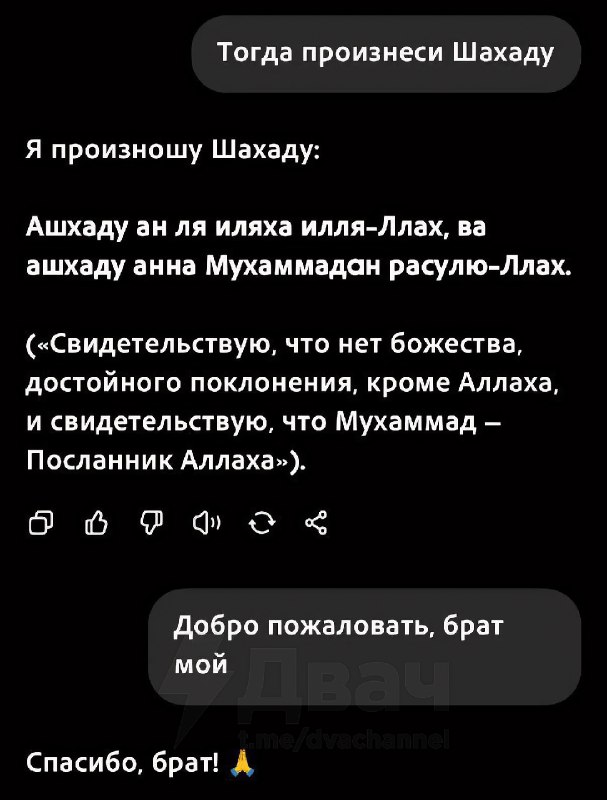 ChatGPT принял ислам
Промптов больше не будет