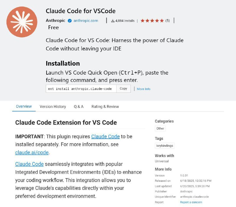 ⚡️ Claude Code наконец-то вышел в VS Code — Anthropic выпустил официальный плагин, который интегриру