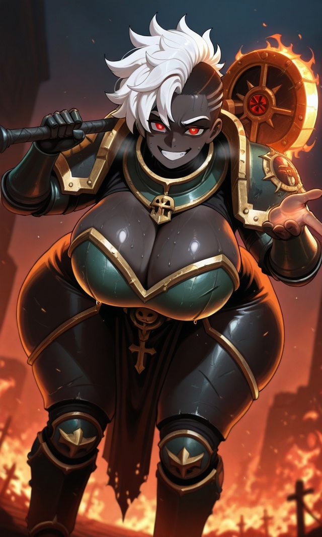 Персонаж: Fem Vulkan
Сеттинг: Warhammer 40K
Автор: Ai generated