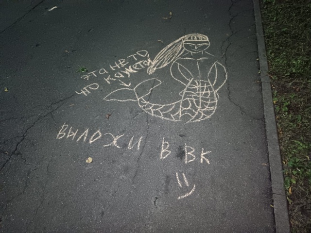 В парке😂кто-то нарисовал азиатскую русалку, но судя п?...