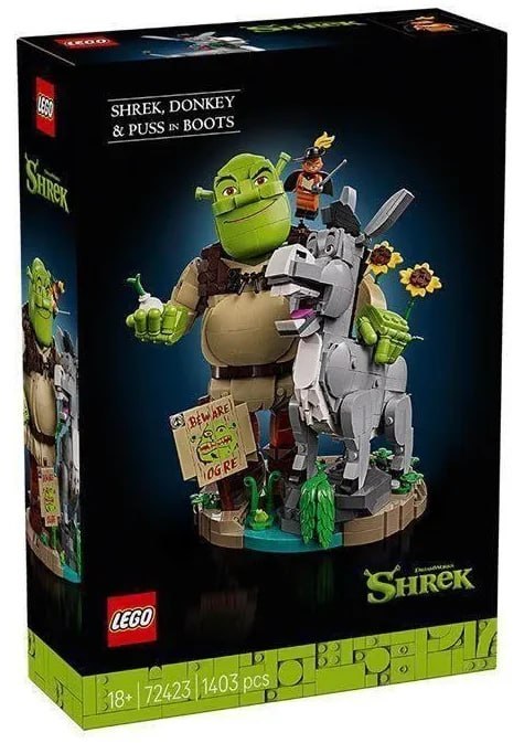 АААА! LEGO выпустит набор по ШРЕКУ — появились первые фото конструктора.
В наборе Шрек, Осёл и Кот