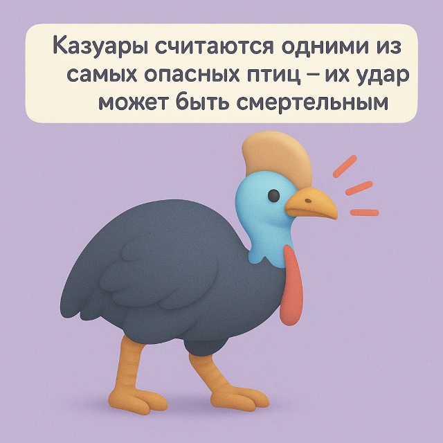 🦖 Птица, с которой не шутят
Казуары считаются одними ?...