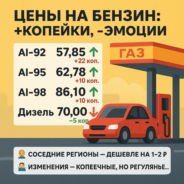🚗 Бензин в Прикамье: рост цен на пару копеек, а эмоций ?...