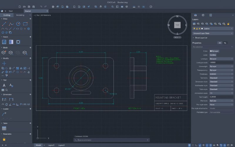 Вышел бесплатный убийца AutoCAD — CADCraft
Программа поддерживает чертежи, слои, привязки, штриховк