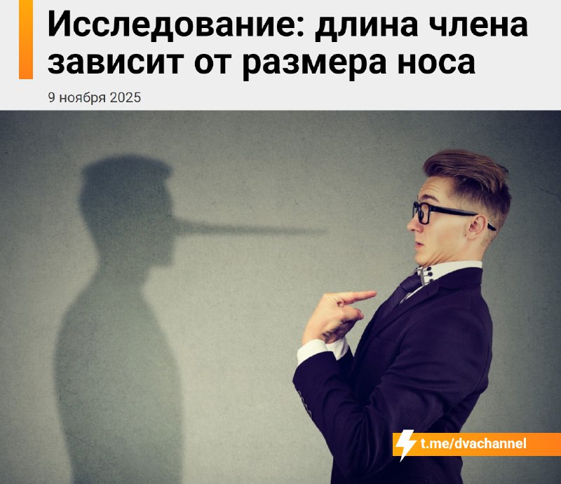 ⚡️Длина члена зависит от размера носа, показало исследование
Японские исследователи изучили данные