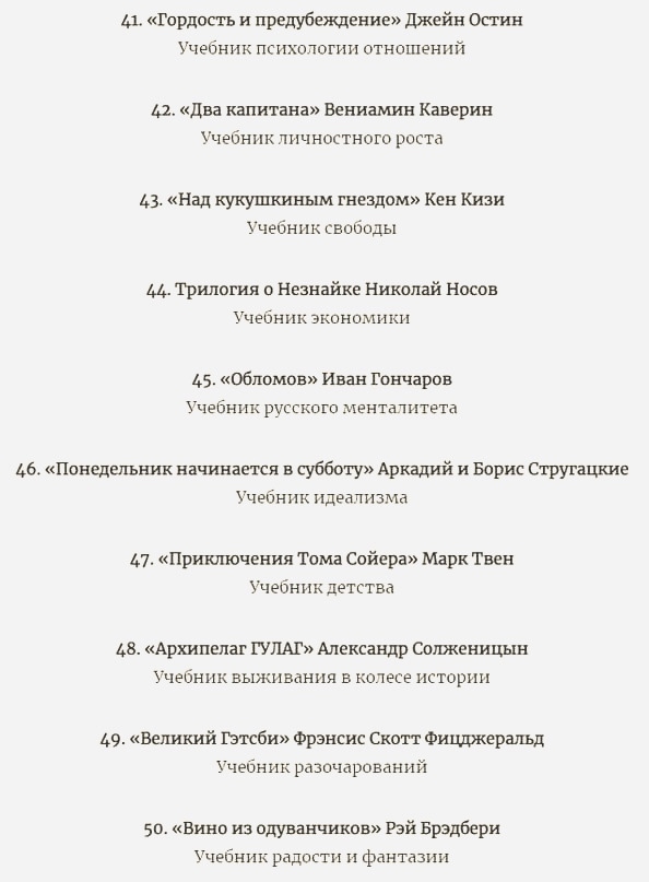 Большой список книг