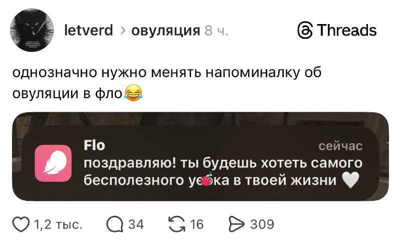 Ржу: в приложении Flo для отслеживания цикла можно добавить кастомизировать уведомления под свой сле