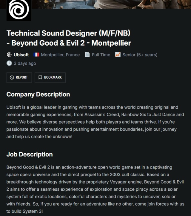 Ubisoft всё ещё набирает сотрудников для... Beyond Good & Evil 2
Ubiso...