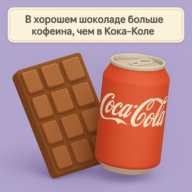 Шоколад содержит больше кофеина, чем Кока-Кола ?⚡️
К...